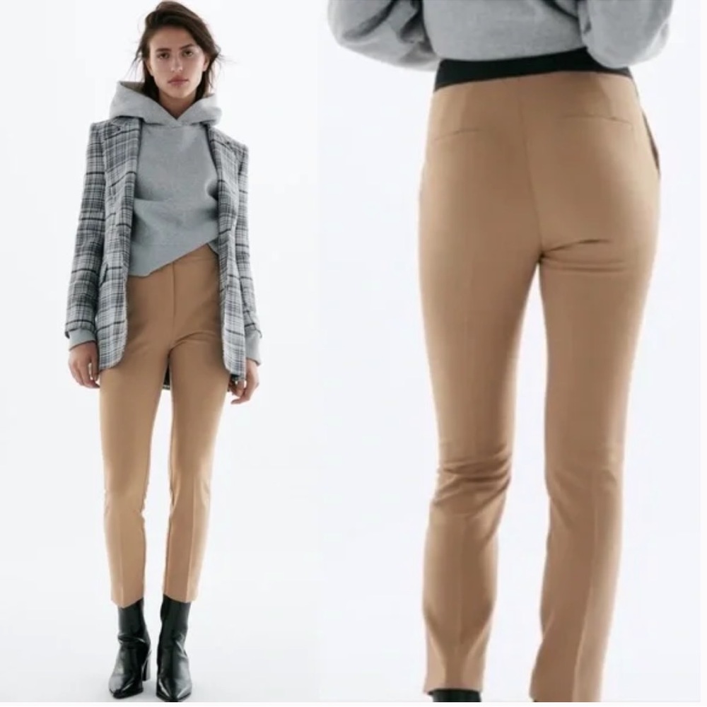 NWT ZARA JOGGER WAIST MID RISE TROUSERS Cigarette PANTS
